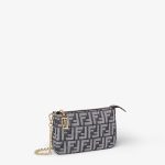 FENDI Baguette Pouch Dark blue denim-effect FF jacquard pouch - Image 5